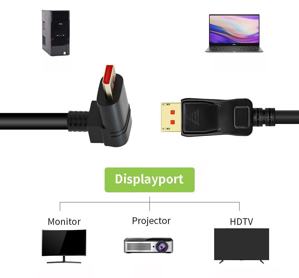 Cavo Audio/Video DisplayPort 1.4 8K M/M Angolato 90&deg 2m Nero in  Scontolo.net - Potenza, commercioVirtuoso.it