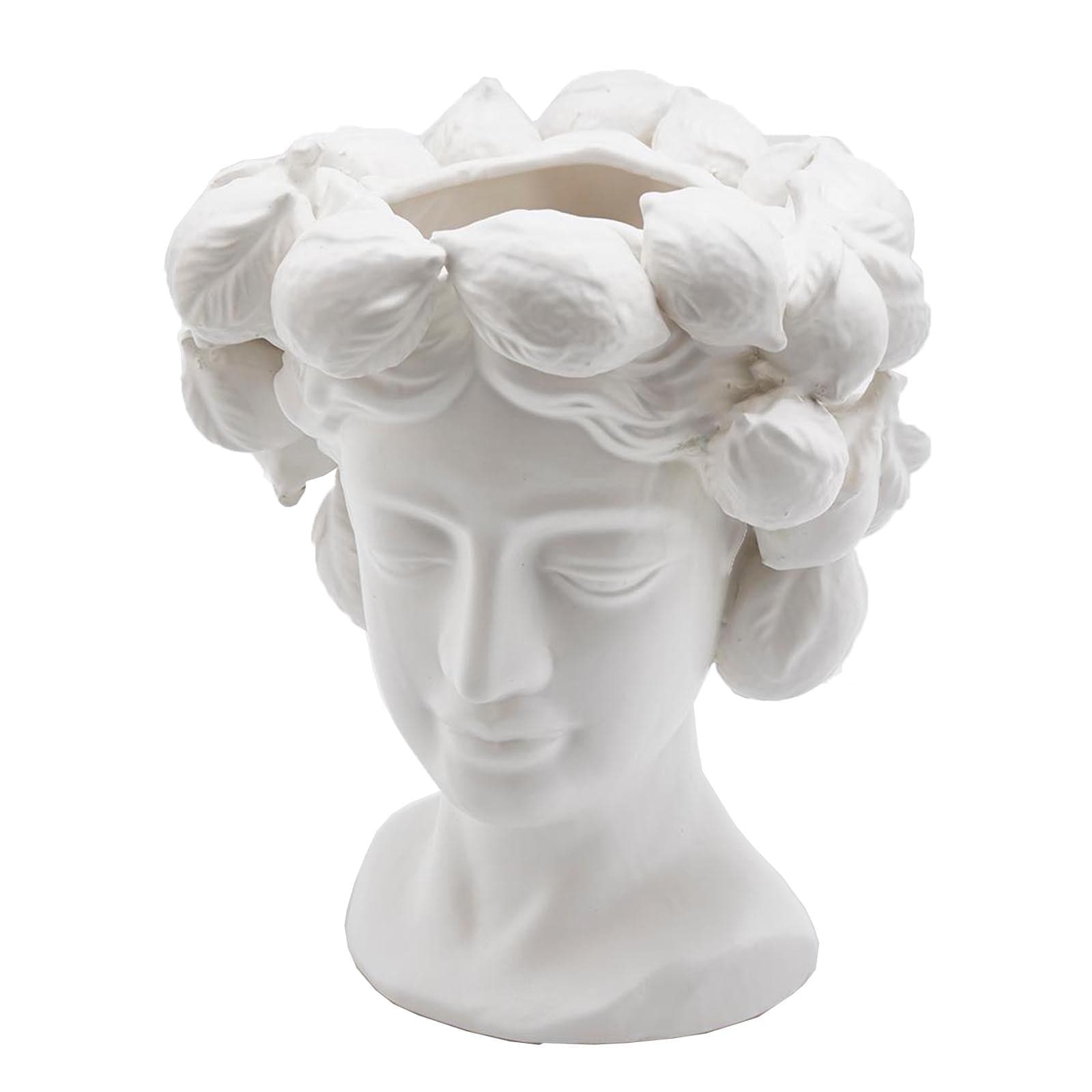 Statua decorativa "Chakra" testa con vaso da giardino per veranda con limoni - 4