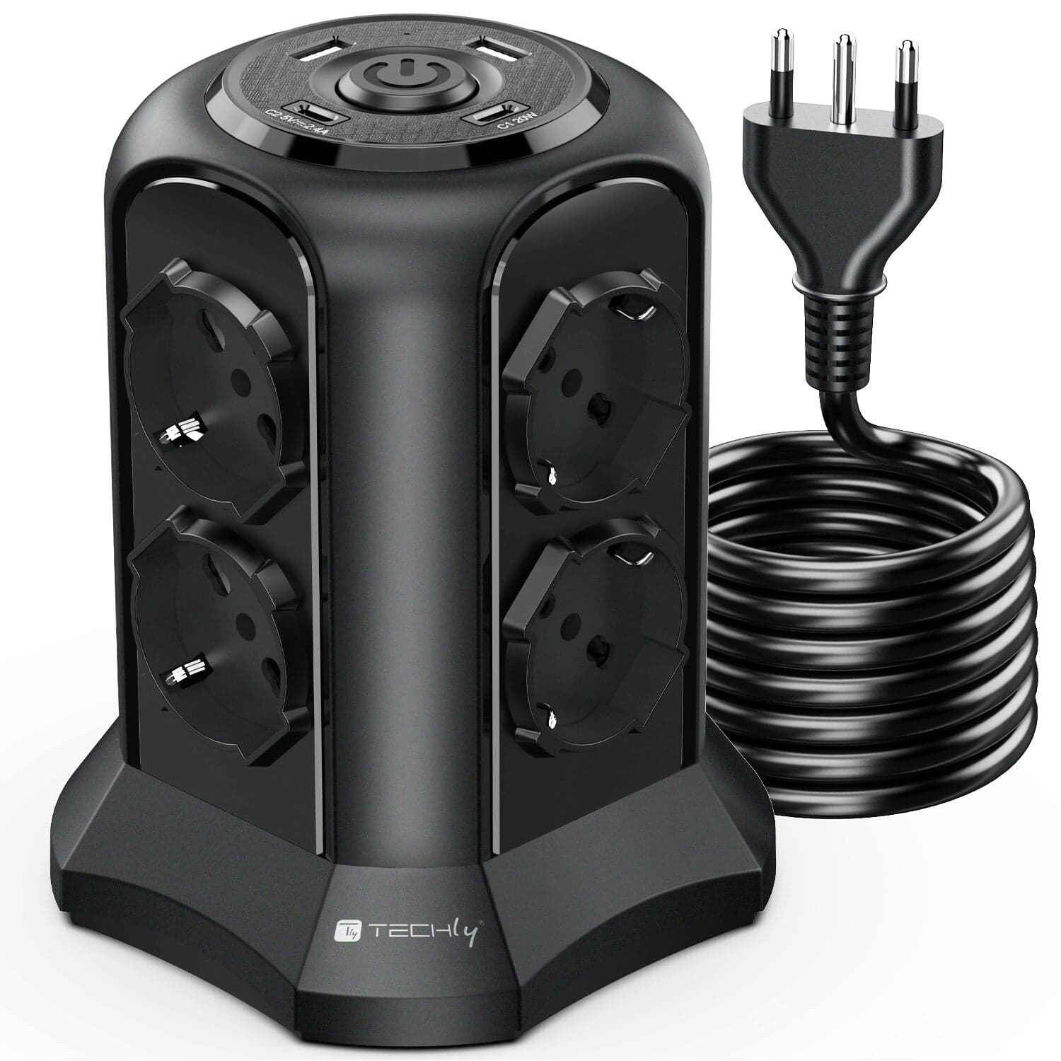 Multipresa da Tavolo a Torretta Salvaspazio 8 Prese Schuko 2 USB-A e 2 USB-C&trade in Multiprese Scontolo.net - Potenza, commercioVirtuoso.it