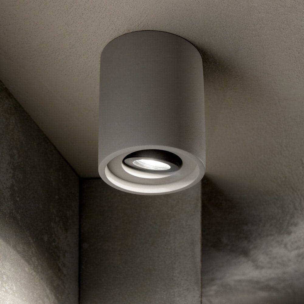 Plafoniera Moderna Round Oak Cemento - Gesso Grigio 1 Luce Gu10 in Plafoniere LuceArt - Montecorvino Pugliano, commercioVirtuoso.it