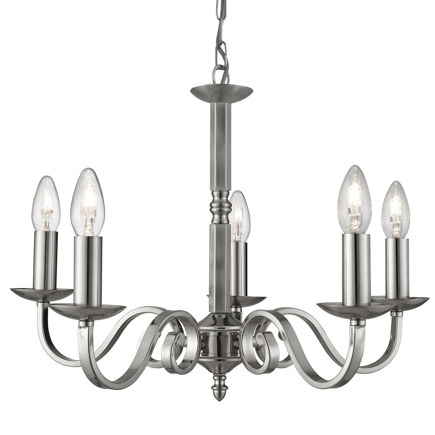 Lampadario Contemporaneo Richmond Acciaio Argento 5 Luci E14