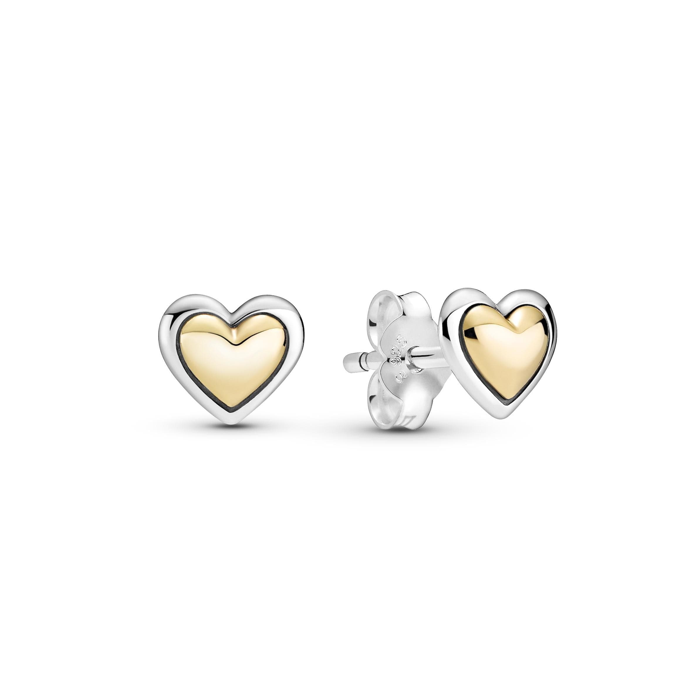 Pandora  Orecchini a lobo con cuore dorato a cupola
