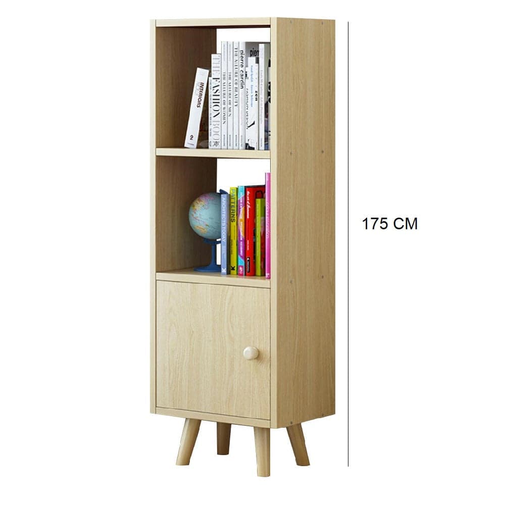 Mobile Libreria 2 Ripiani + Anta Mobiletto Legno Design Moderno Quercia H132cm in Librerie Danyx - Casoria, commercioVirtuoso.it