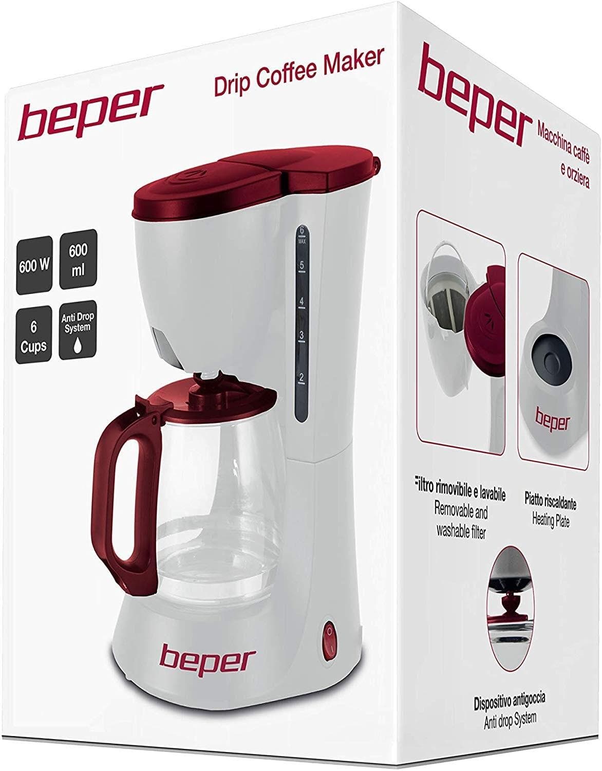 BEPER Macchina Caffe Americano, 600 W, 6 Cups [Classe di efficienza energetica B in prodotto EuroStore07 - Alatri, commercioVirtuoso.it