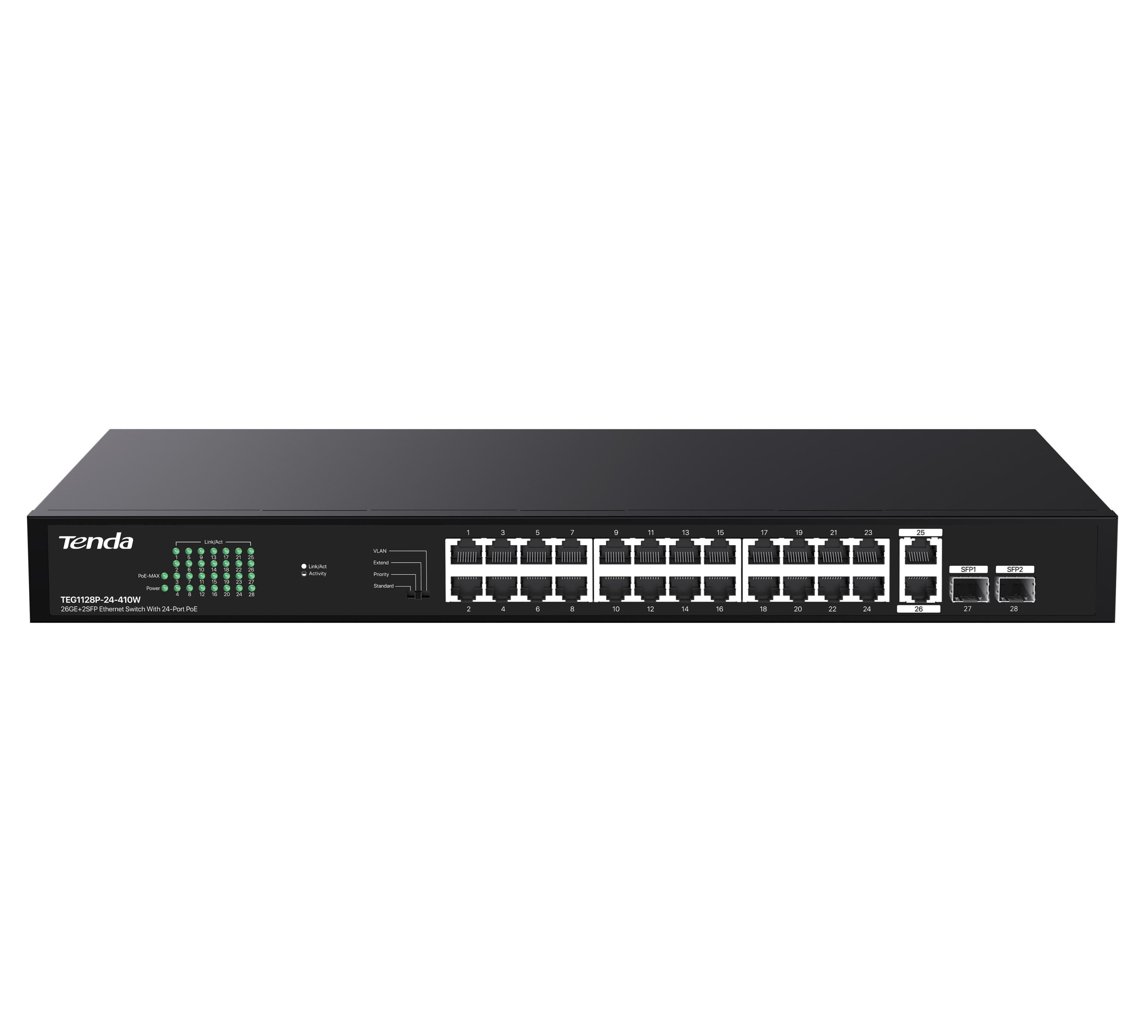 Switch Ethernet 26GE+2SFP con PoE a 24 porte, TEG1128P-24-410W in  Scontolo.net - Potenza, commercioVirtuoso.it
