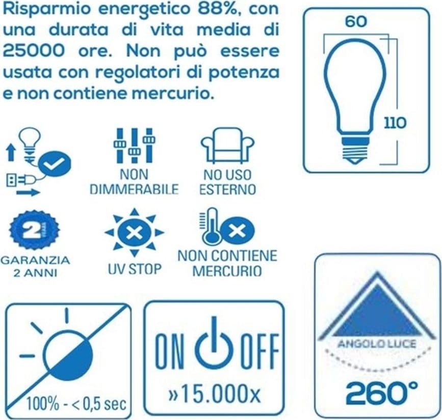 4 LAMPADINE A LED ATTACCO E 27 CONSUMO 10 W 6000 k LUCE FREDDA LAMPADINA in prodotto EuroStore07 - Alatri, commercioVirtuoso.it