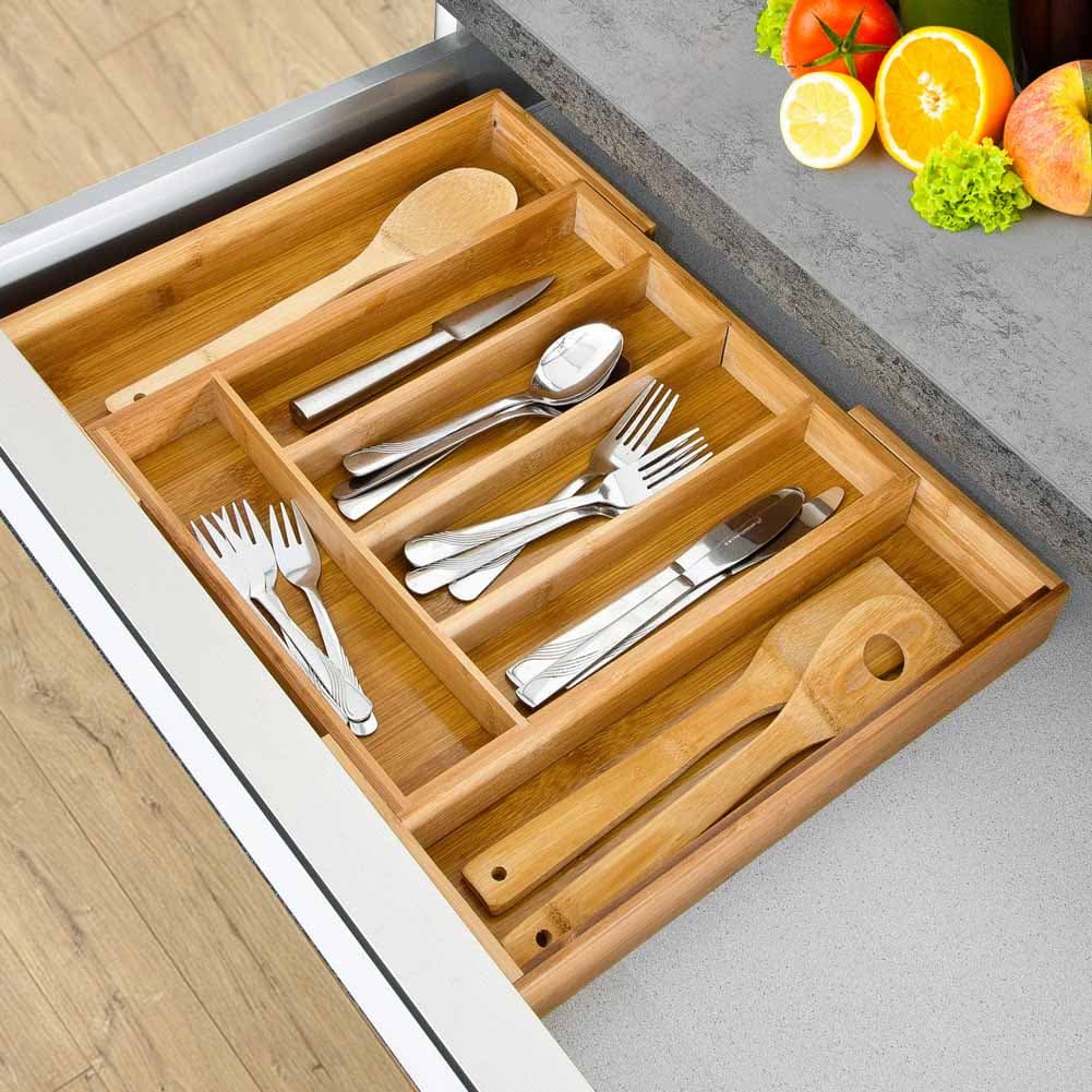 Portaposate Estensibile da Cassetto Cucina Porta Posate in Legno Bambù 37x31cm in Vassoi portaposate Danyx - Casoria, commercioVirtuoso.it