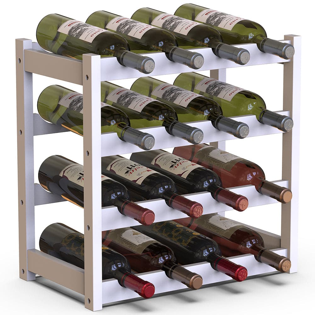 Porta Bottiglie Cantinetta Legno Bambù 4Piani 16 Scomparti 43x25 H43cm Casa Bar in Porta bottiglie da vino Danyx - Casoria, commercioVirtuoso.it