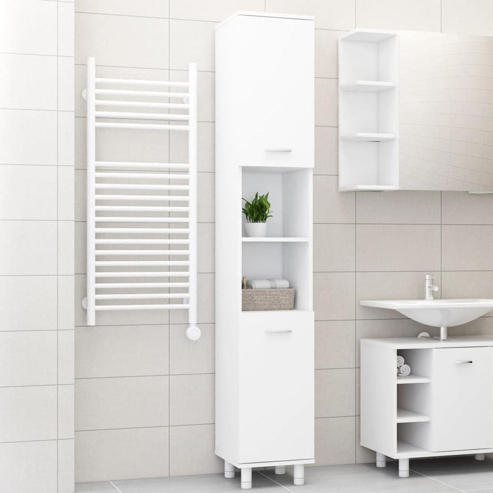 Mobile Colonna Armadietto Salvaspazio da Bagno 4 Ripiani Interni 2 Ante H179cm