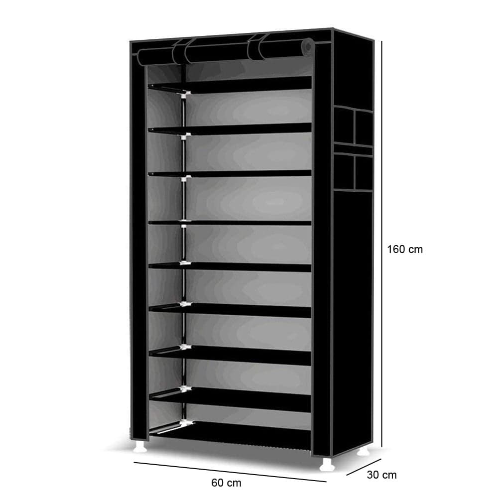 Scarpiera Salvaspazio 10Ripiani 27Paia Struttura Metallo Tessuto TNT 60x30 H160cm Nero in Scaffali portascarpe Danyx - Casoria, commercioVirtuoso.it