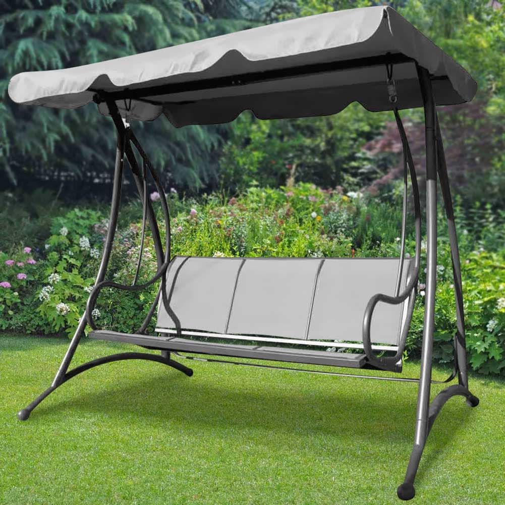 Dondolo Giardino 3 posti Acciaio con Tetto Regolabile Seduta Texilene Grigio in Dondoli coperti Danyx - Casoria, commercioVirtuoso.it