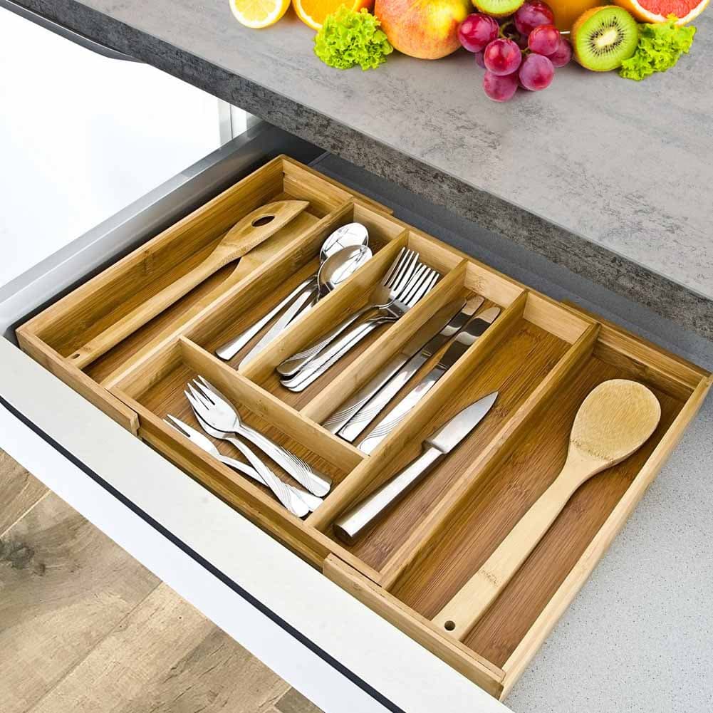 Portaposate Estensibile da Cassetto Cucina Porta Posate in Legno Bambù 46x30cm in Vassoi portaposate Danyx - Casoria, commercioVirtuoso.it