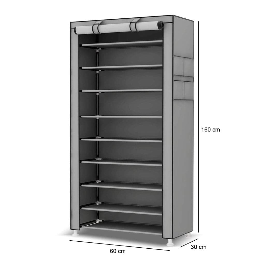 Scarpiera Salvaspazio 10Ripiani 27Paia Struttura Metallo Tessuto TNT 60x30 H160cm Grigio in Scaffali portascarpe Danyx - Casoria, commercioVirtuoso.it