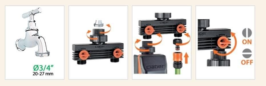 CLABER 91589 PRESA A DUE VIE 3/4' MASCHIO GIARDINO IRRIGAZIONE RUBINETTI in prodotto EuroStore07 - Alatri, commercioVirtuoso.it