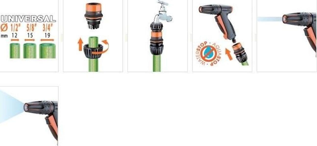 CLABER 48550 PISTOLA MULTI GETTO + RACCORDI + IRRIGAZIONE TUBI 1/2 - 5/8 - 3/4 in prodotto EuroStore07 - Alatri, commercioVirtuoso.it