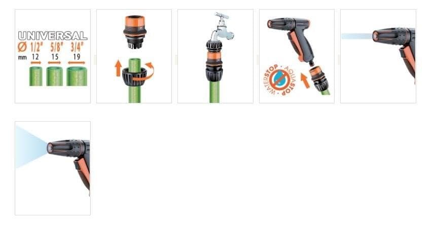 CLABER 48550 PISTOLA MULTI GETTO + RACCORDI + IRRIGAZIONE TUBI 1/2 - 5/8 - 3/4 in prodotto EuroStore07 - Alatri, commercioVirtuoso.it