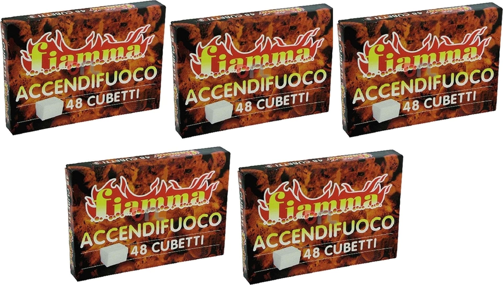 FIAMMA 5 PEZZI 48 CUBETTI ACCENDIFUOCO STUFA BARBECUE TIPO DIAVOLINA DF 700828