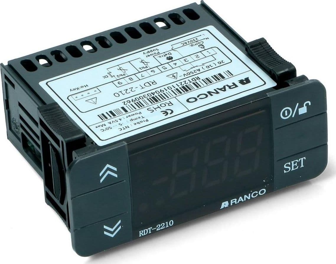 TERMOSTATO DIGITALE FRIGORIFERO 230V RANCO RDT-2210 USCITA RELE 20A COMPRESSORE in prodotto EuroStore07 - Alatri, commercioVirtuoso.it