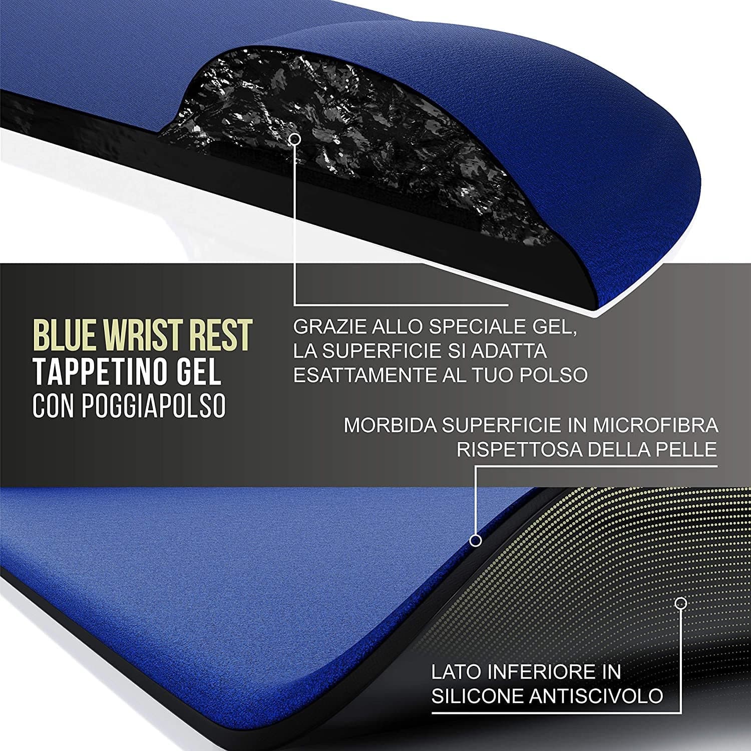 Tappetino con Cuscinetto Poggiapolso in Gel Blu in Poggiapolsi Scontolo.net - Potenza, commercioVirtuoso.it