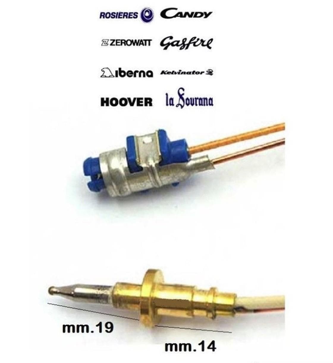CANDY IBERNA ZEROWATT GASFIRE TERMOCOPPIA BIFILO PIANO COTTURA 42803411 TC 30