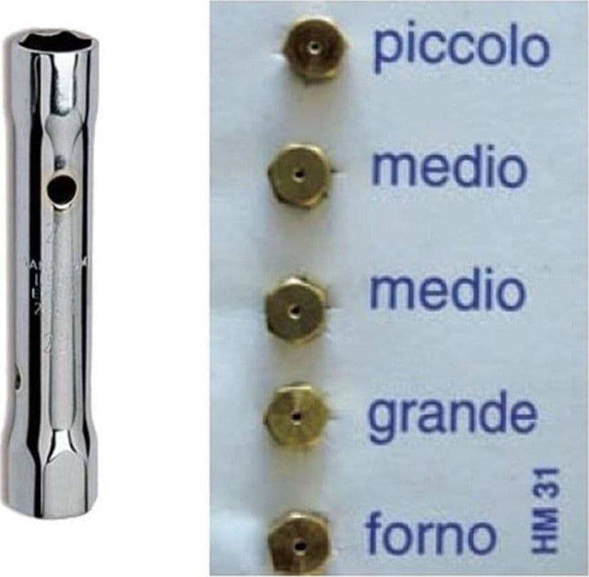 5 UGELLI + CHIAVE A TUBO 6 / 7 GAS METANO CUCINE LOFRA FOSTER ELECTROLUX 2 MEDI