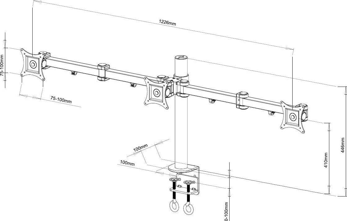 Supporto da scrivania per 3 Monitor 13-24'' con morsetto in Supporti Scontolo.net - Potenza, commercioVirtuoso.it