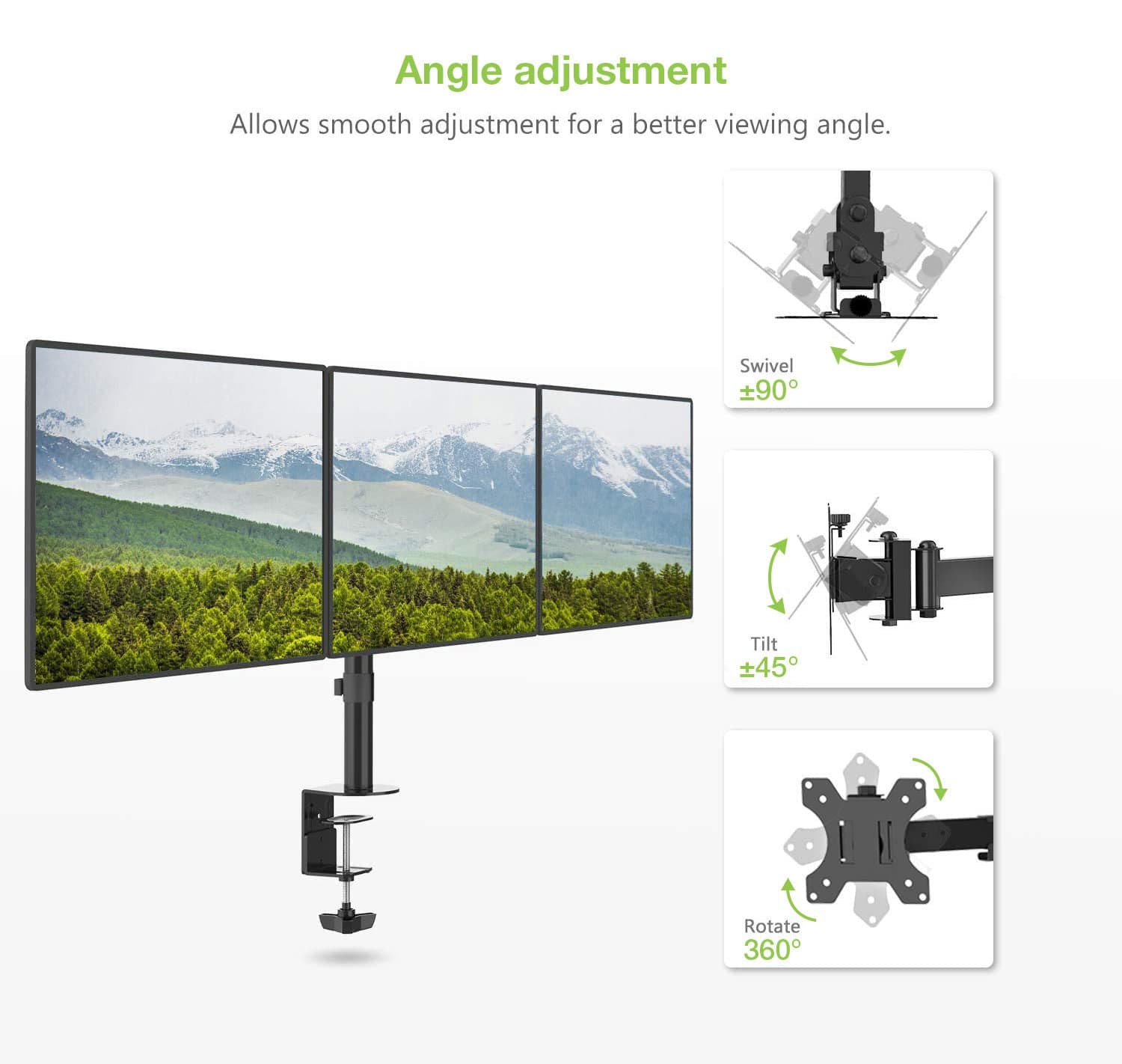 Supporto da scrivania per 3 Monitor 13-24'' con morsetto in Supporti Scontolo.net - Potenza, commercioVirtuoso.it
