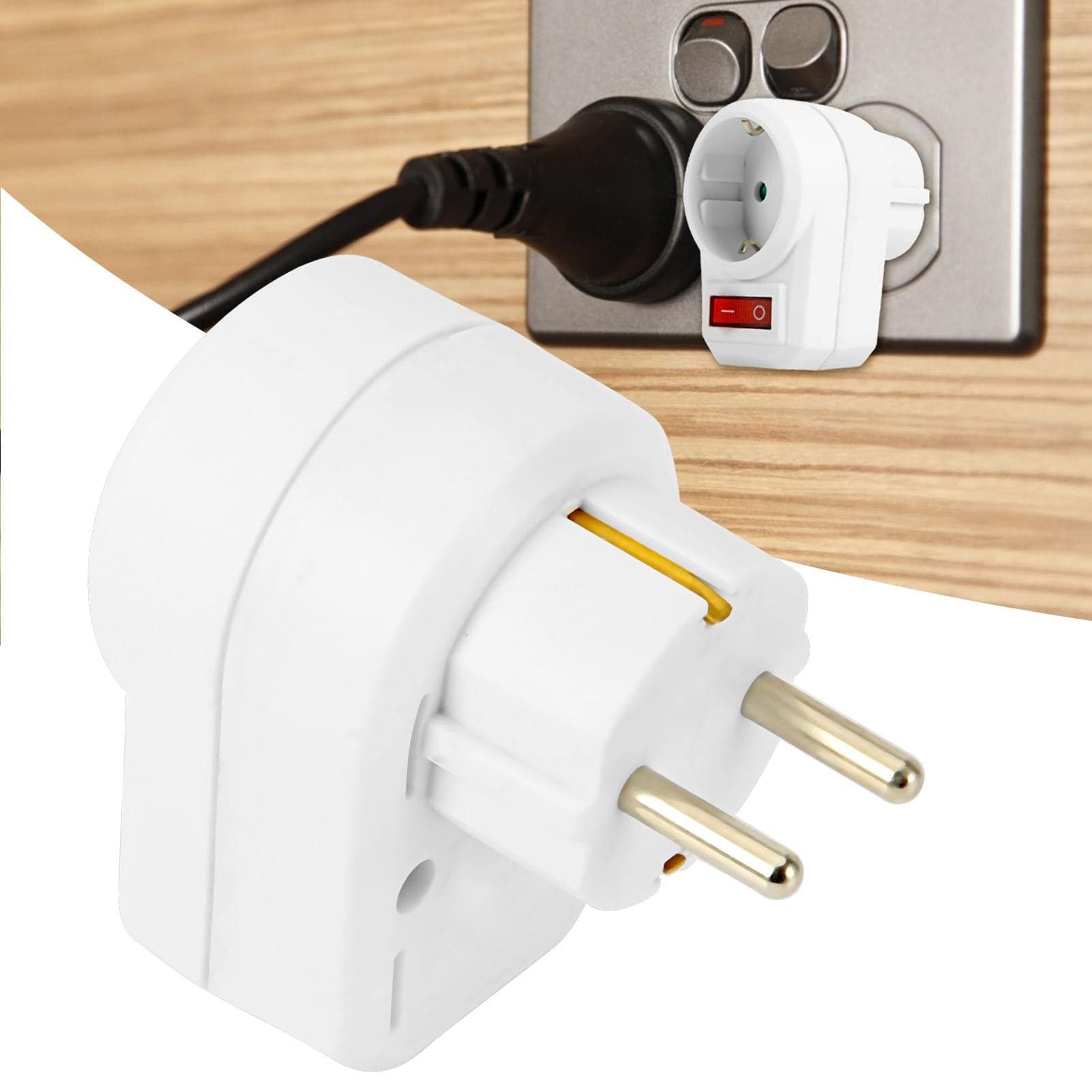 Adattatore con Presa Schuko CEE 7/4 con Interruttore Bianco in Prese di corrente alterna Scontolo.net - Potenza, commercioVirtuoso.it