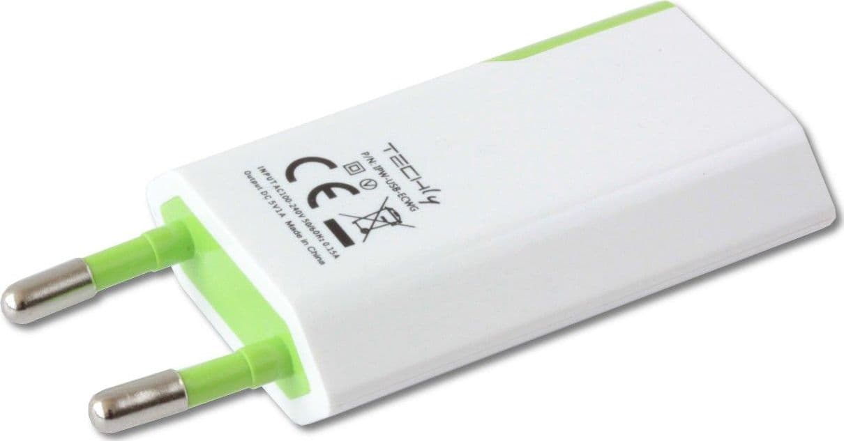 Caricatore USB 1A Compatto Spina Europea Bianco/Verde in Caricabatterie da muro Scontolo.net - Potenza, commercioVirtuoso.it