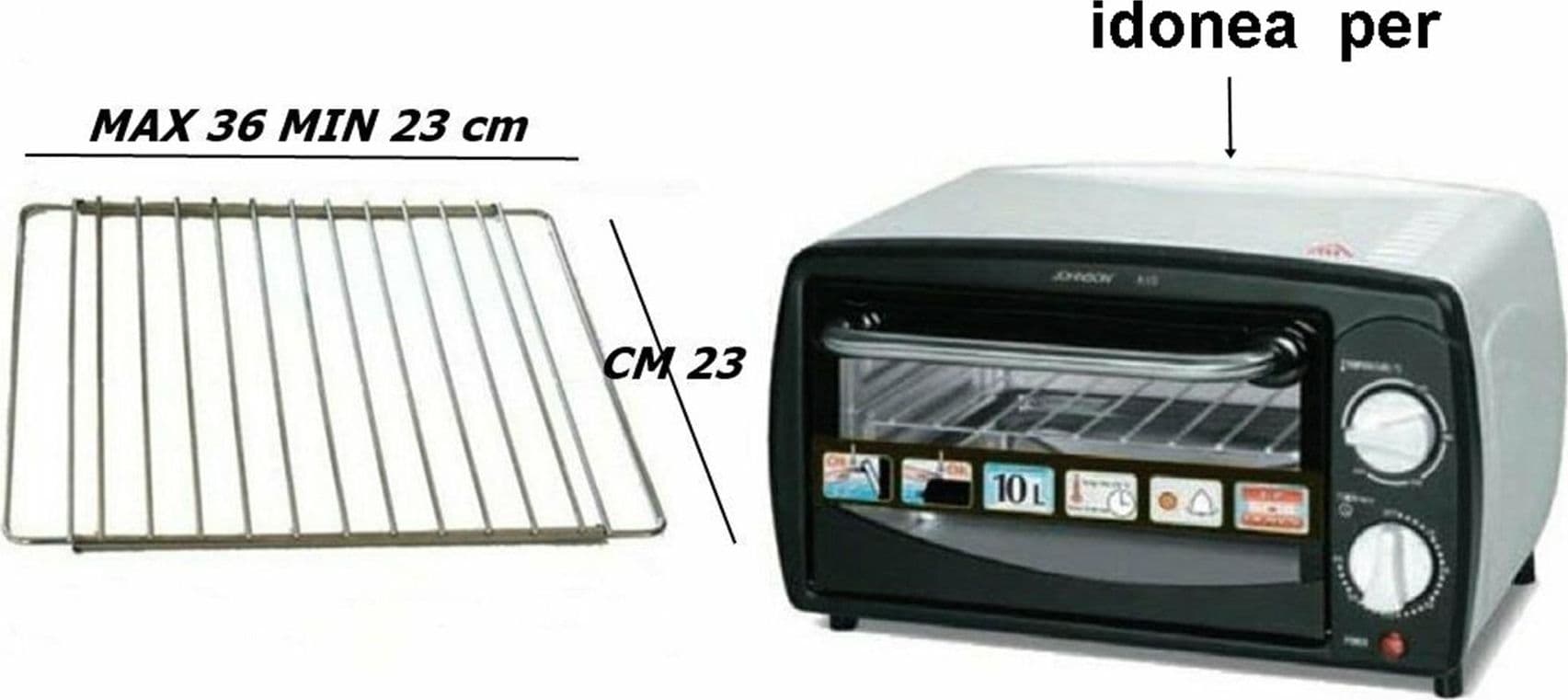 GRIGLIA SFORNATUTTO FORNETTO ELETTRICO UNIVERSALE RIPIANO 23 / 39 X 23 PICCOLA