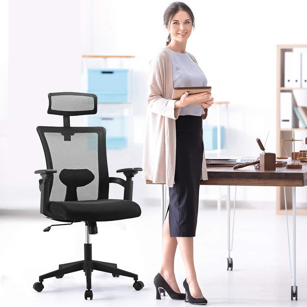 Sedia per Ufficio con Schienale Alto e Poggiatesta Regolabile Nero in Sedie da scrivania Scontolo.net - Potenza, commercioVirtuoso.it