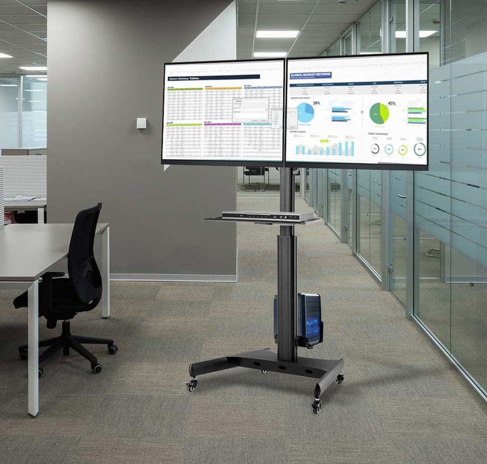 Trolley da Pavimento con Mensola e Porta PC per 2 TV LCD/LED/Plasma 13-32'' in Mobili Scontolo.net - Potenza, commercioVirtuoso.it