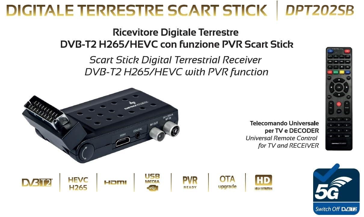 Ricevitore Digitale Terrestre DVB-T2 H265/HEVC in Ricevitori digitale terrestre Scontolo.net - Potenza, commercioVirtuoso.it