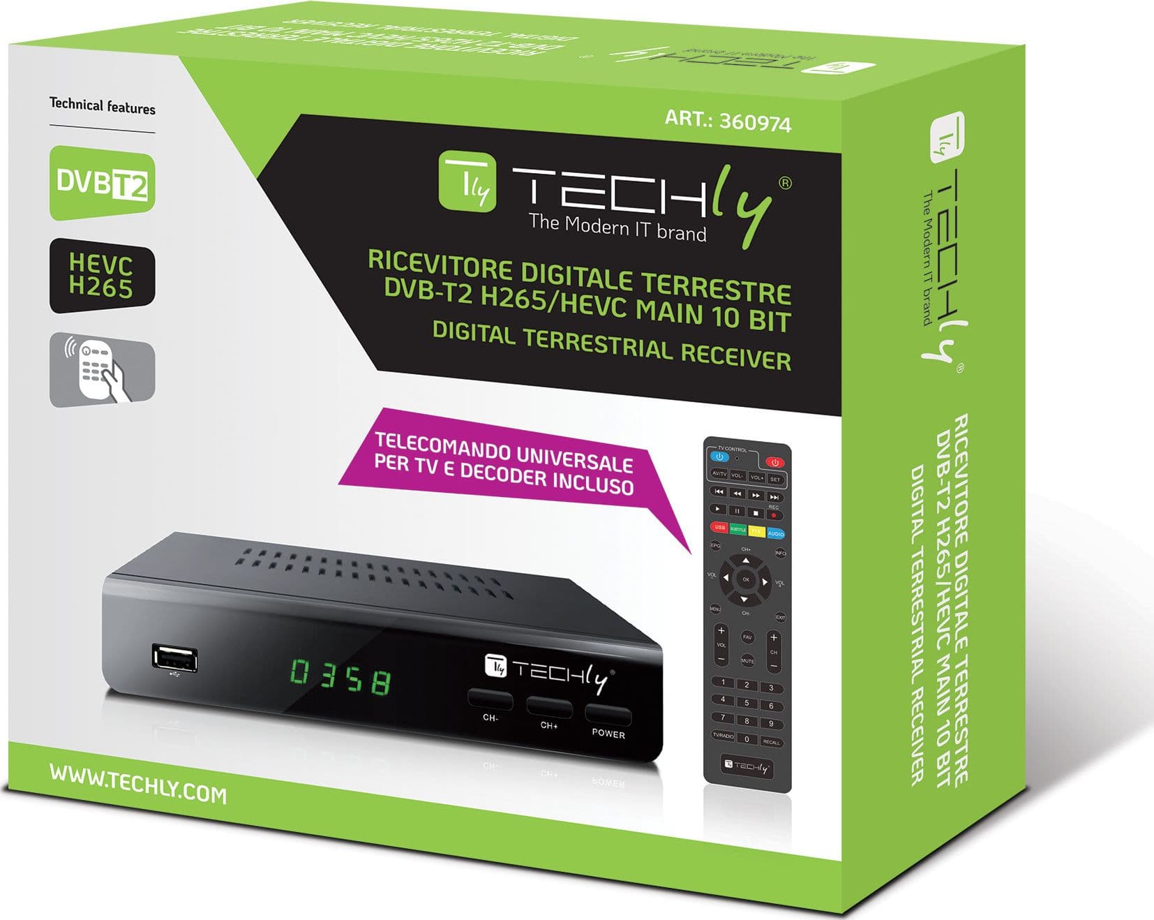 Decoder Ricevitore Digitale Terrestre DVB-T/T2 H.265 HEVC 10bit Metallo con Telecomando Universale 2 in 1 con Alimentatore 12V in Ricevitori digitale terrestre Scontolo.net - Potenza, commercioVirtuoso.it