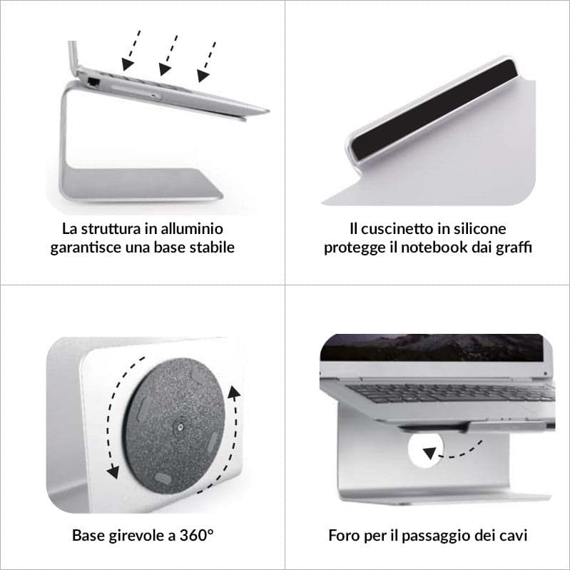 Supporto per Notebook in Alluminio Base Girevole in  Scontolo.net - Potenza, commercioVirtuoso.it