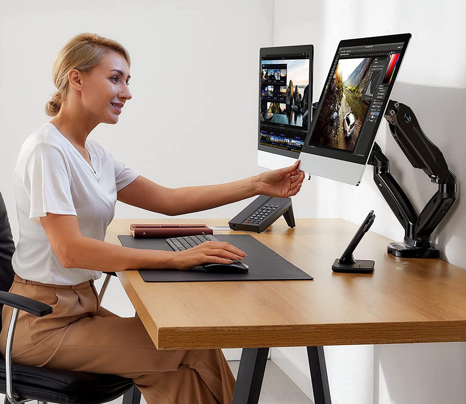 Supporto da Scrivania Doppio Monitor 17-32'' con Molla a Gas Nero in Supporti Scontolo.net - Potenza, commercioVirtuoso.it