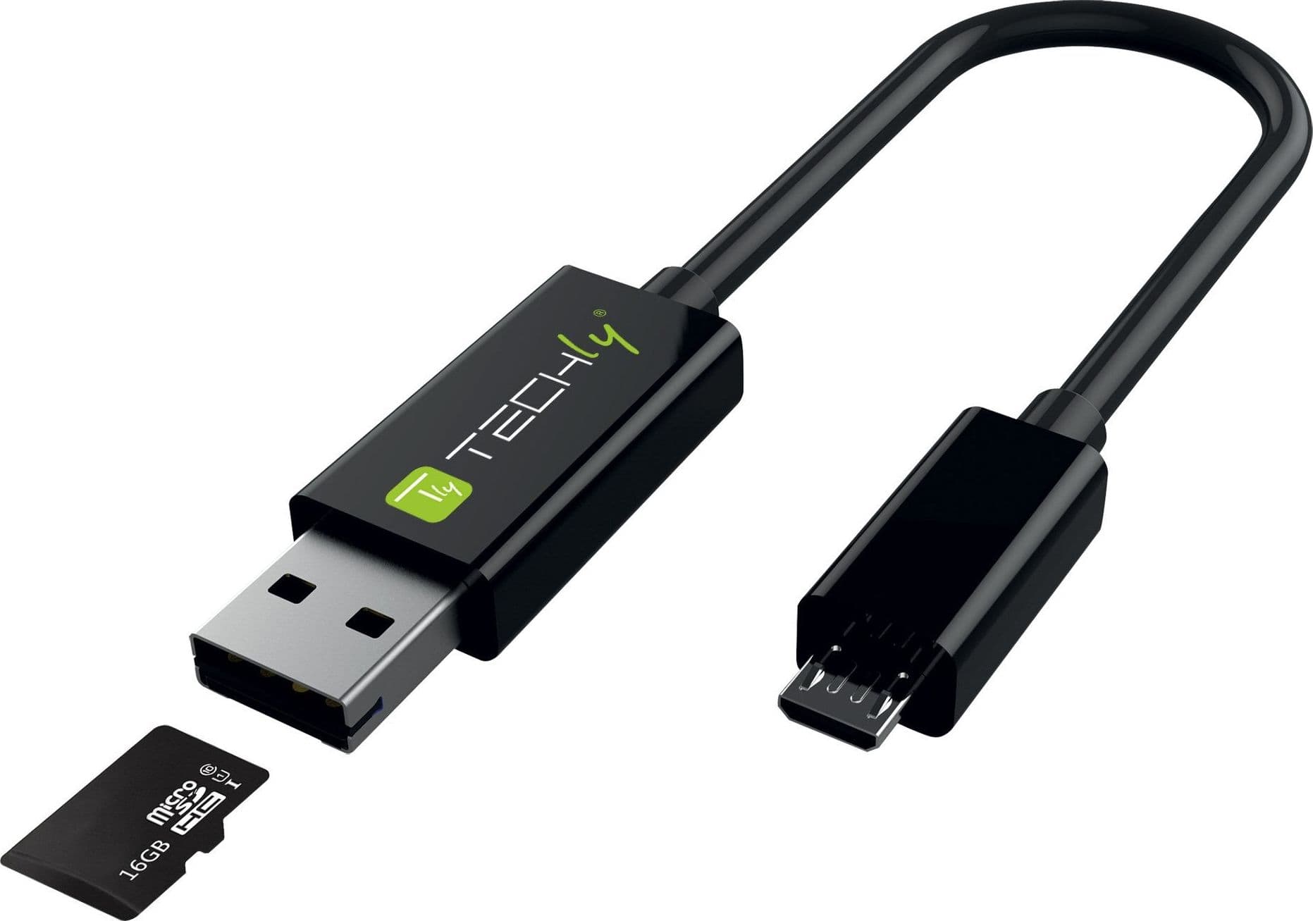 Cavo USB OTG Micro B / USB A con Lettore Micro SD/SDHC 26cm Nero in Lettori schede di memoria esterni Scontolo.net - Potenza, commercioVirtuoso.it