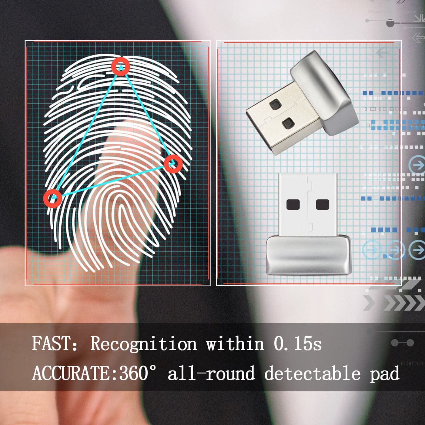 Lettore di Impronte Digitali Fingerprint USB 2.0 con Sensore a 360 gradi in Lettori schede di memoria esterni Scontolo.net - Potenza, commercioVirtuoso.it