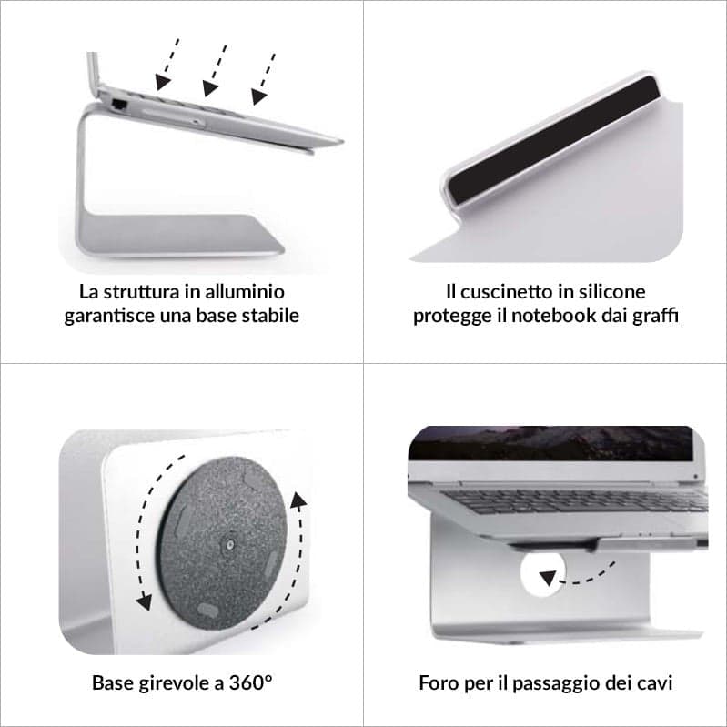 Supporto per Notebook in Alluminio Base Girevole in  Scontolo.net - Potenza, commercioVirtuoso.it