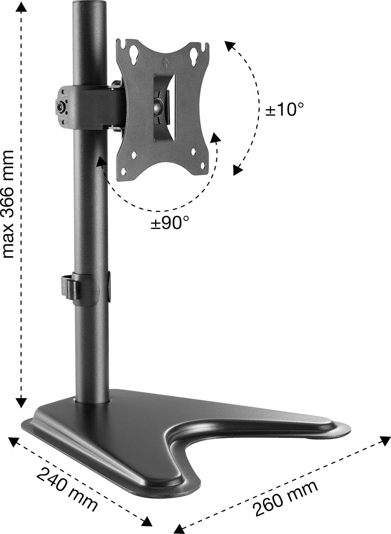 Stand da Scrivania per 1 Monitor LCD 17-27'' con base h.366mm in Supporti Scontolo.net - Potenza, commercioVirtuoso.it