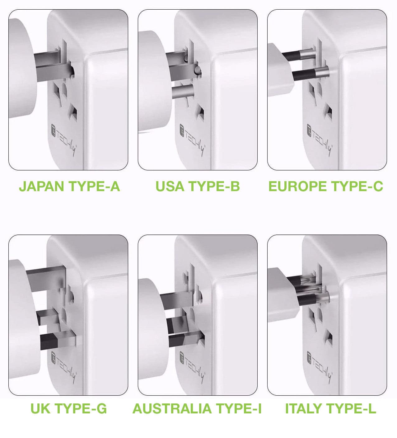 Adattatore da Viaggio Universale 150 Paesi 3 porte USB tipo A Bianco in Adattatori da viaggio Scontolo.net - Potenza, commercioVirtuoso.it