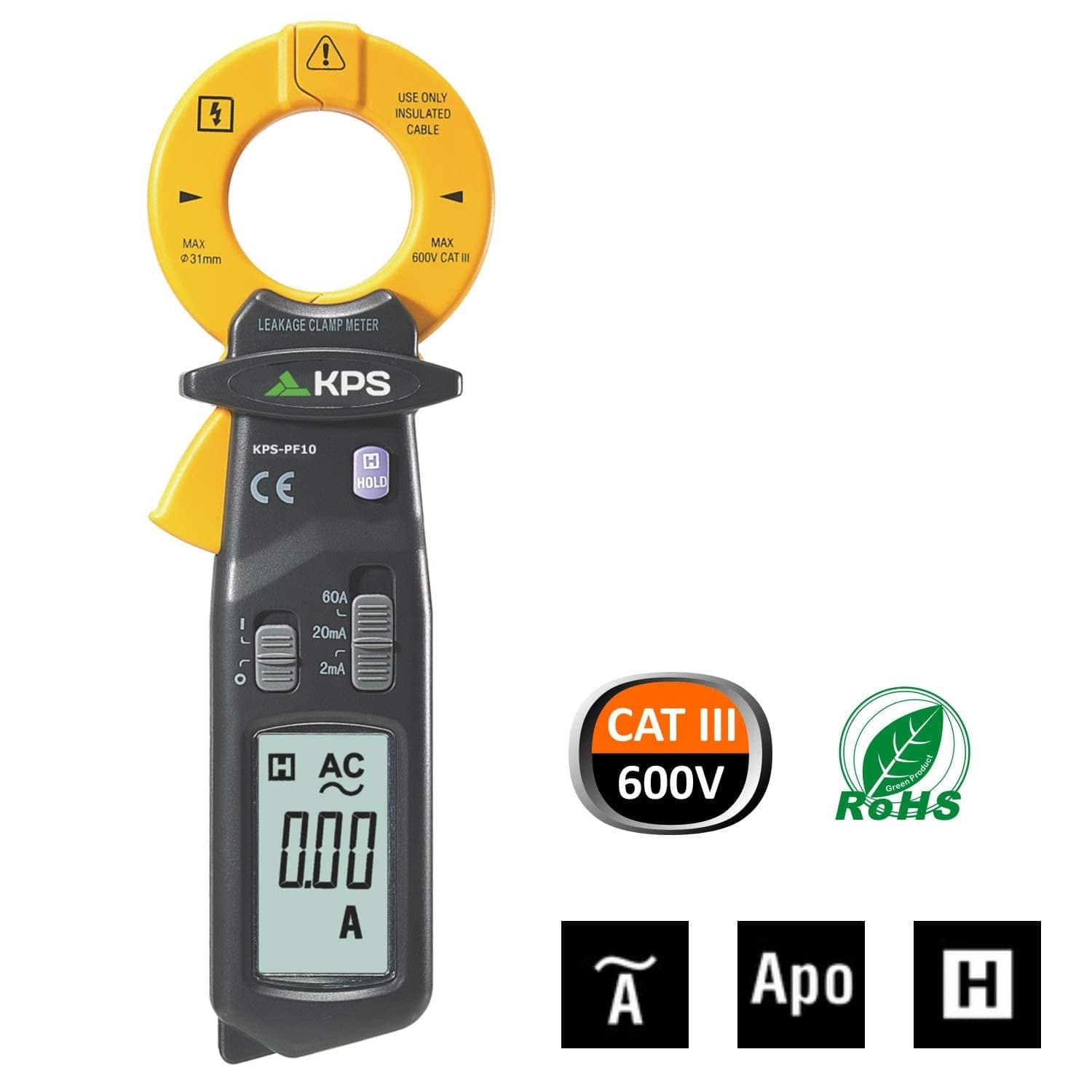 Pinza Amperometrica Digitale AC 60A 2000 Counts CAT III 600V, KPS-PF10 in Multimetri Scontolo.net - Potenza, commercioVirtuoso.it