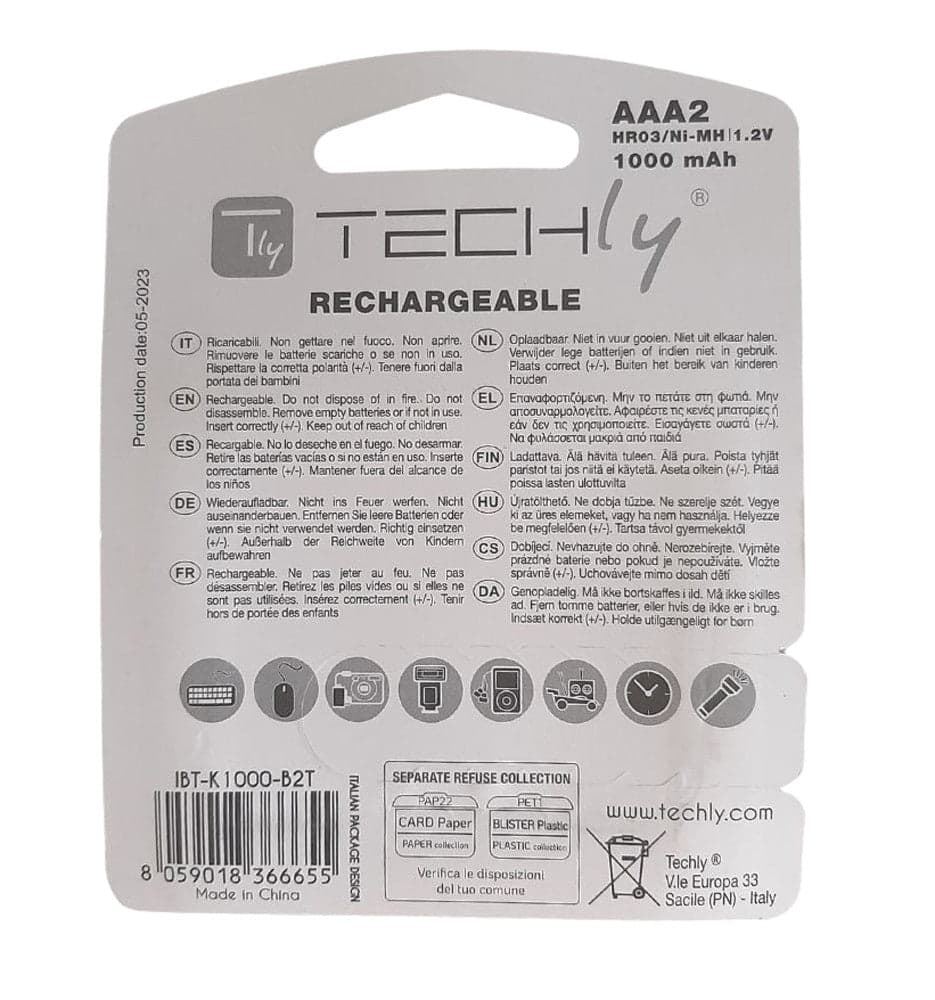 Blister 2 Batterie Ricaricabili Mini Stilo HR03 AAA 1000 mAh in Pile ricaricabili Scontolo.net - Potenza, commercioVirtuoso.it
