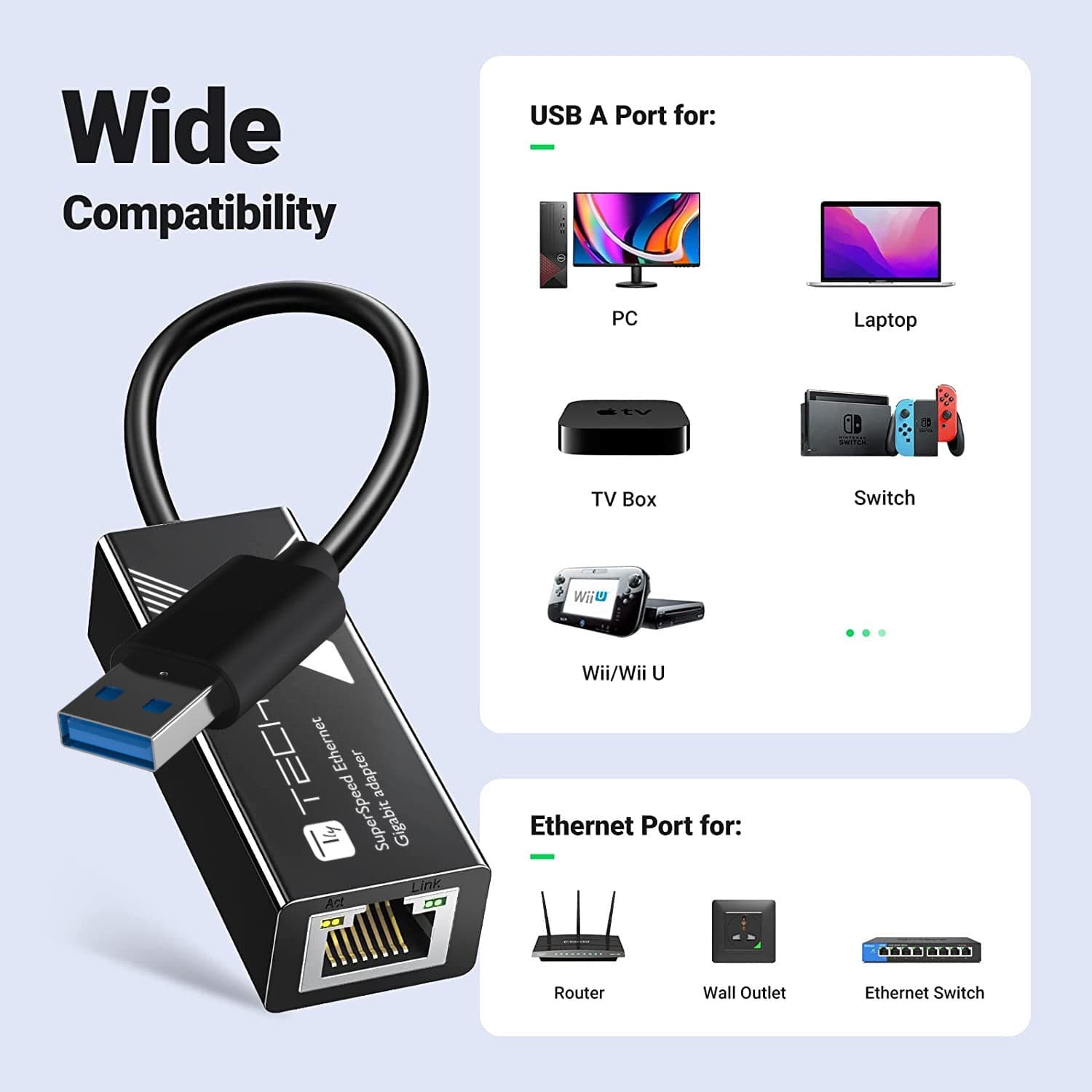 Adattatore di Rete Gigabit USB tipo A SuperSpeed in Adattatori USB wireless Scontolo.net - Potenza, commercioVirtuoso.it