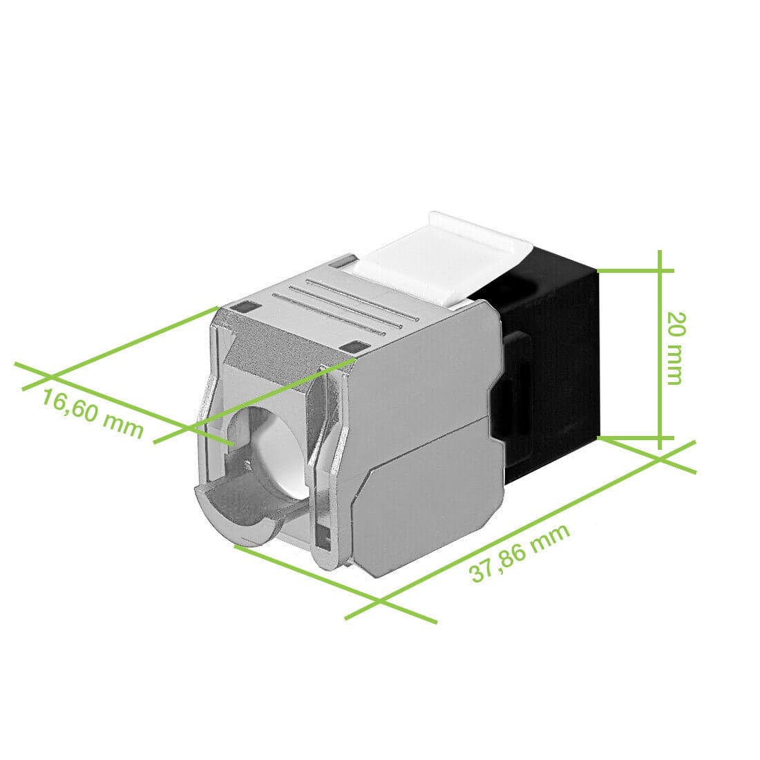 Frutto Keystone RJ45 Cat.6A UTP Tool-Free Nero Grigio