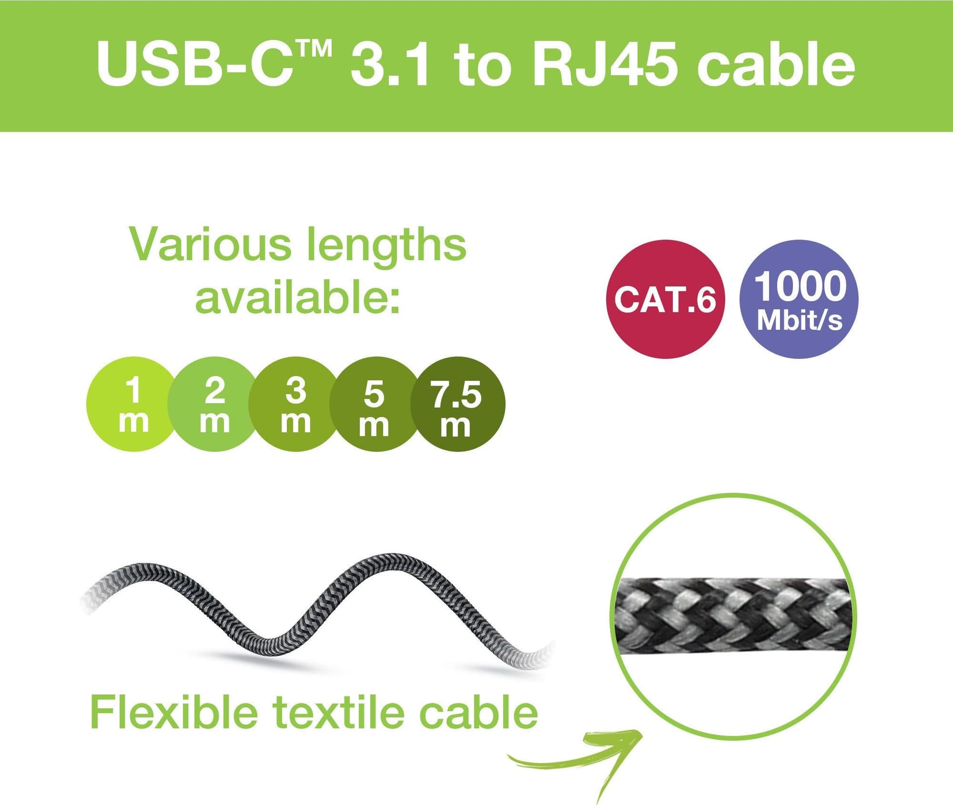 Cavo USB-C&trade Maschio a Ethernet RJ45 Maschio 7,5m in Adattatori USB wireless Scontolo.net - Potenza, commercioVirtuoso.it