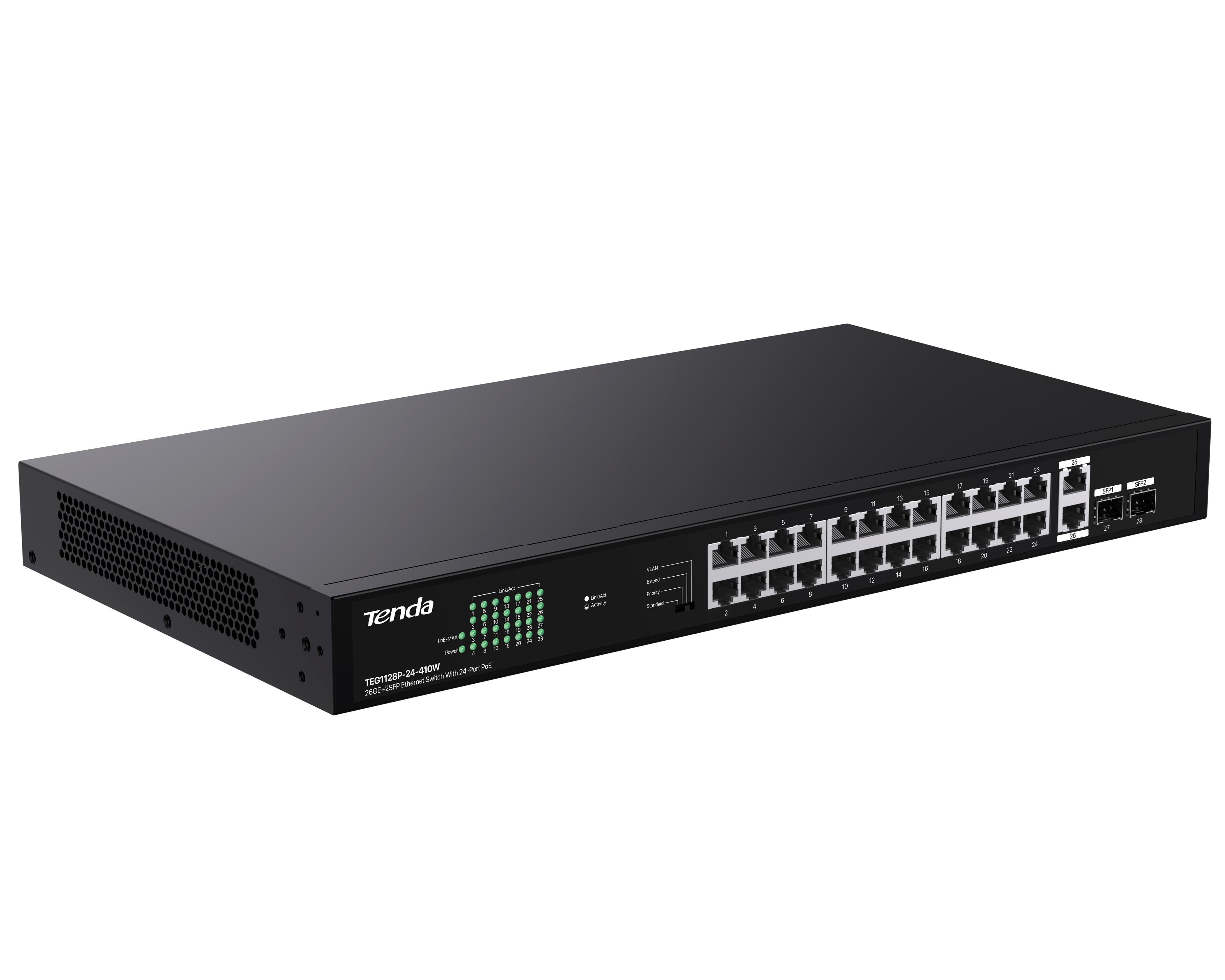 Switch Ethernet 26GE+2SFP con PoE a 24 porte, TEG1128P-24-410W in  Scontolo.net - Potenza, commercioVirtuoso.it
