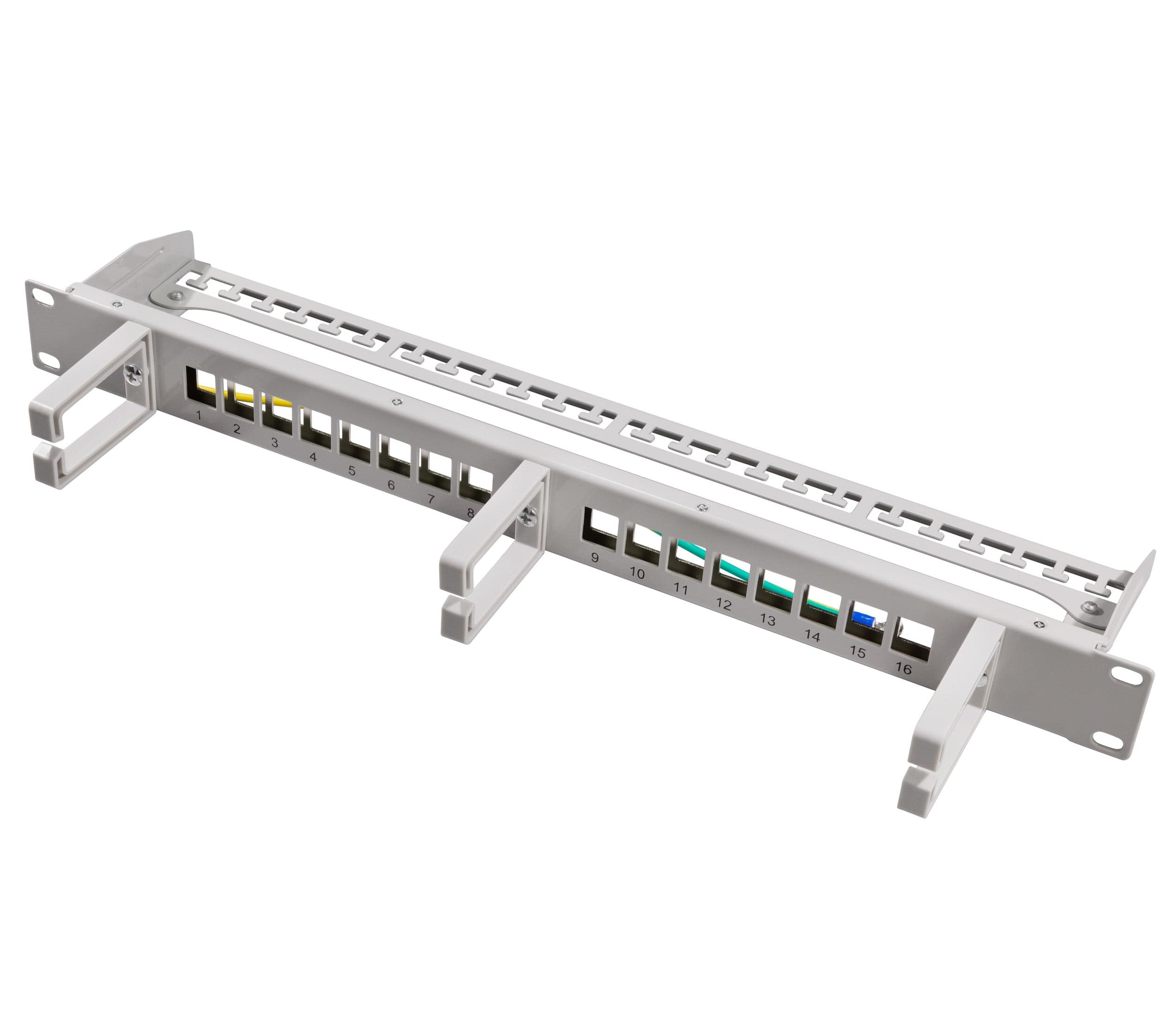 Pannello Patch 16 Posti Keystone Senza Frutti con Gestione Cavi Grigio