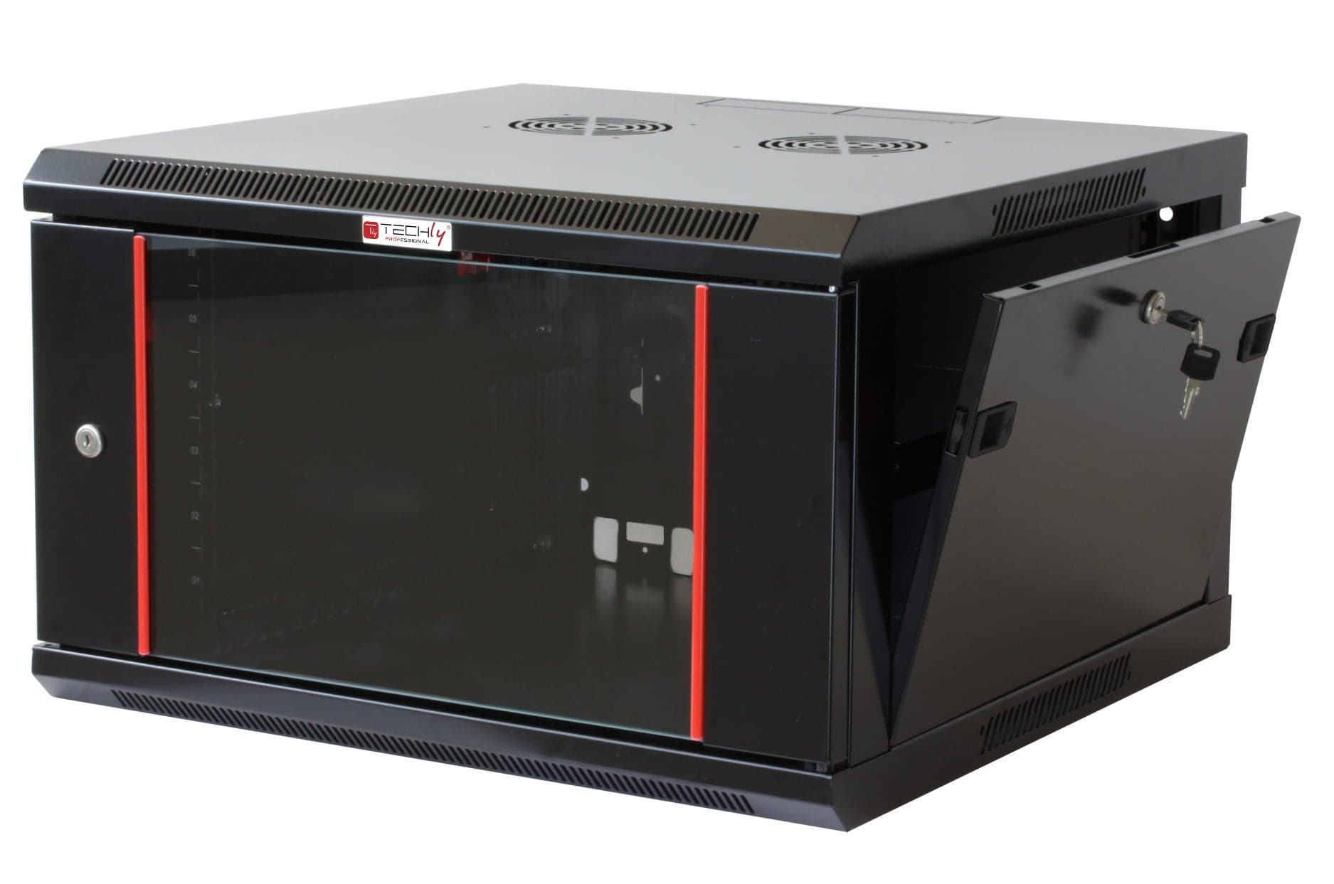Armadio Rack 19'' a muro 6 unit&agrave sezione unica prof. 450mm Nero