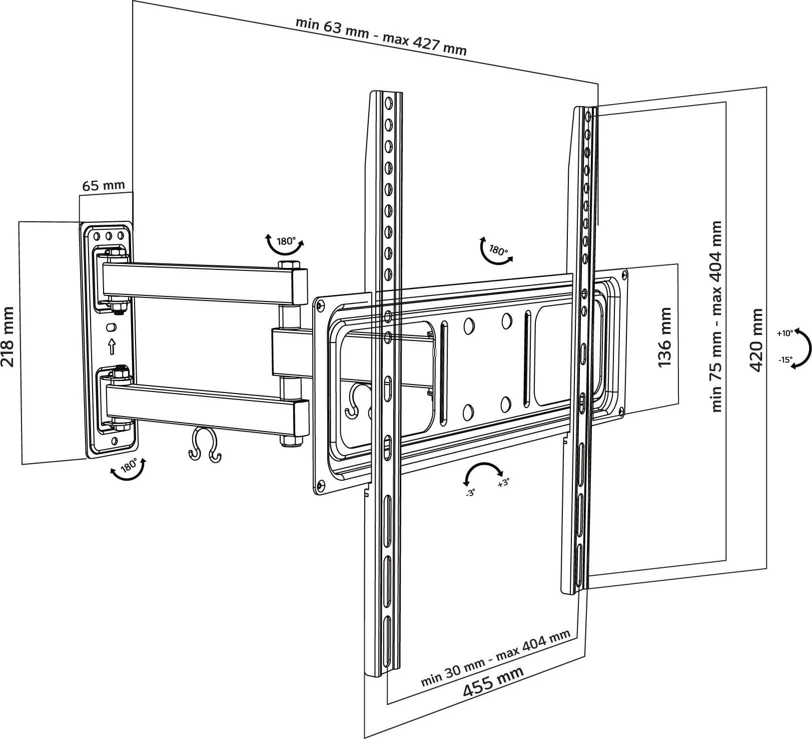 Supporto a Muro per TV LED LCD 32-55'' Full-Motion in Supporti da parete e da soffitto Scontolo.net - Potenza, commercioVirtuoso.it